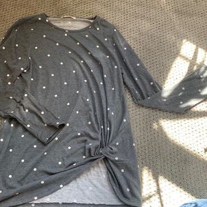 Polka dot soft long sleeve tee with knot side